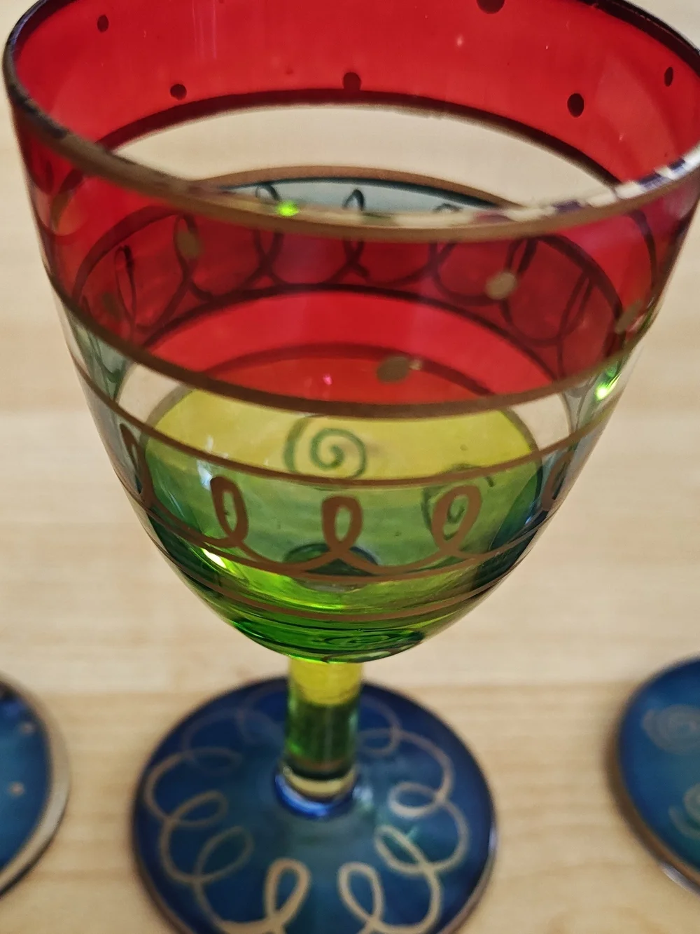 Pier 1 Imports Festive Stripe Multi-Color Hand Painted Shot Glasses - Set of 3